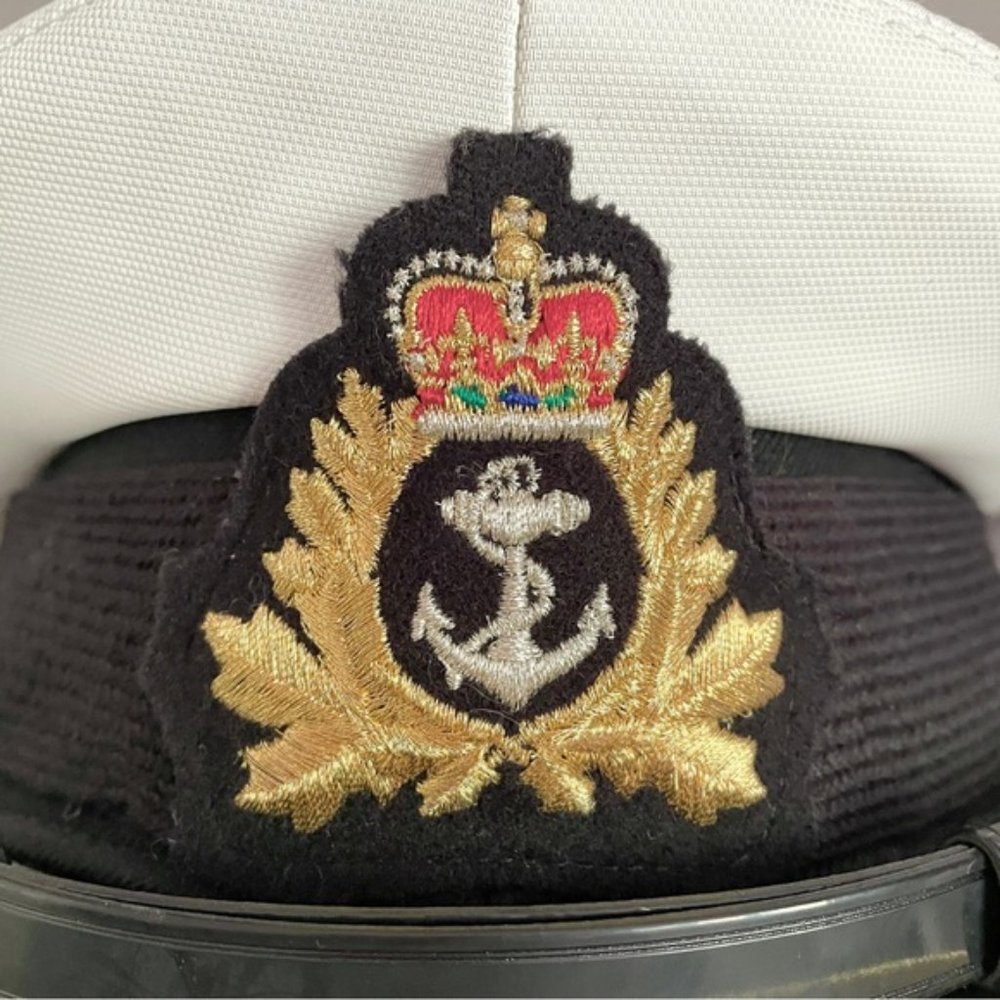 Royal Canadian Navy RCN Gold Embossed Peaked Naval Officer Cap Hat - 6¾ / S 🇨🇦 - Picture 4 of 11